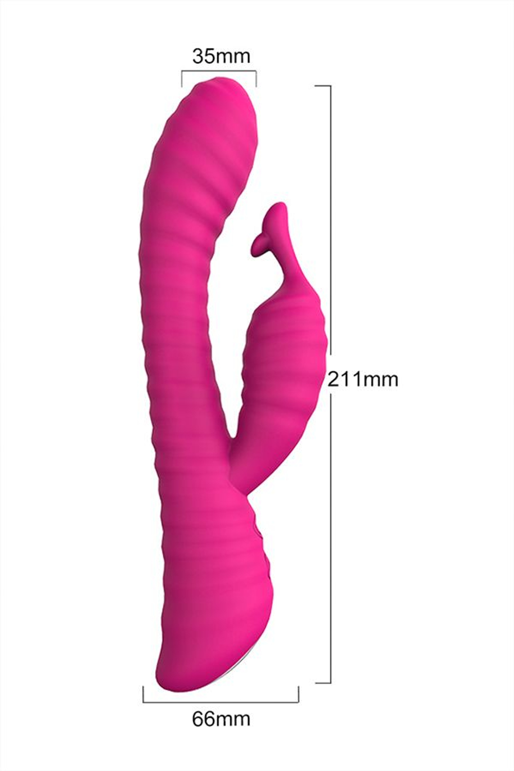 Розовый ребристый вибратор с клиторальным стимулятором S-HANDE Moonlight - 21,1 см. (Цвет: розовый)