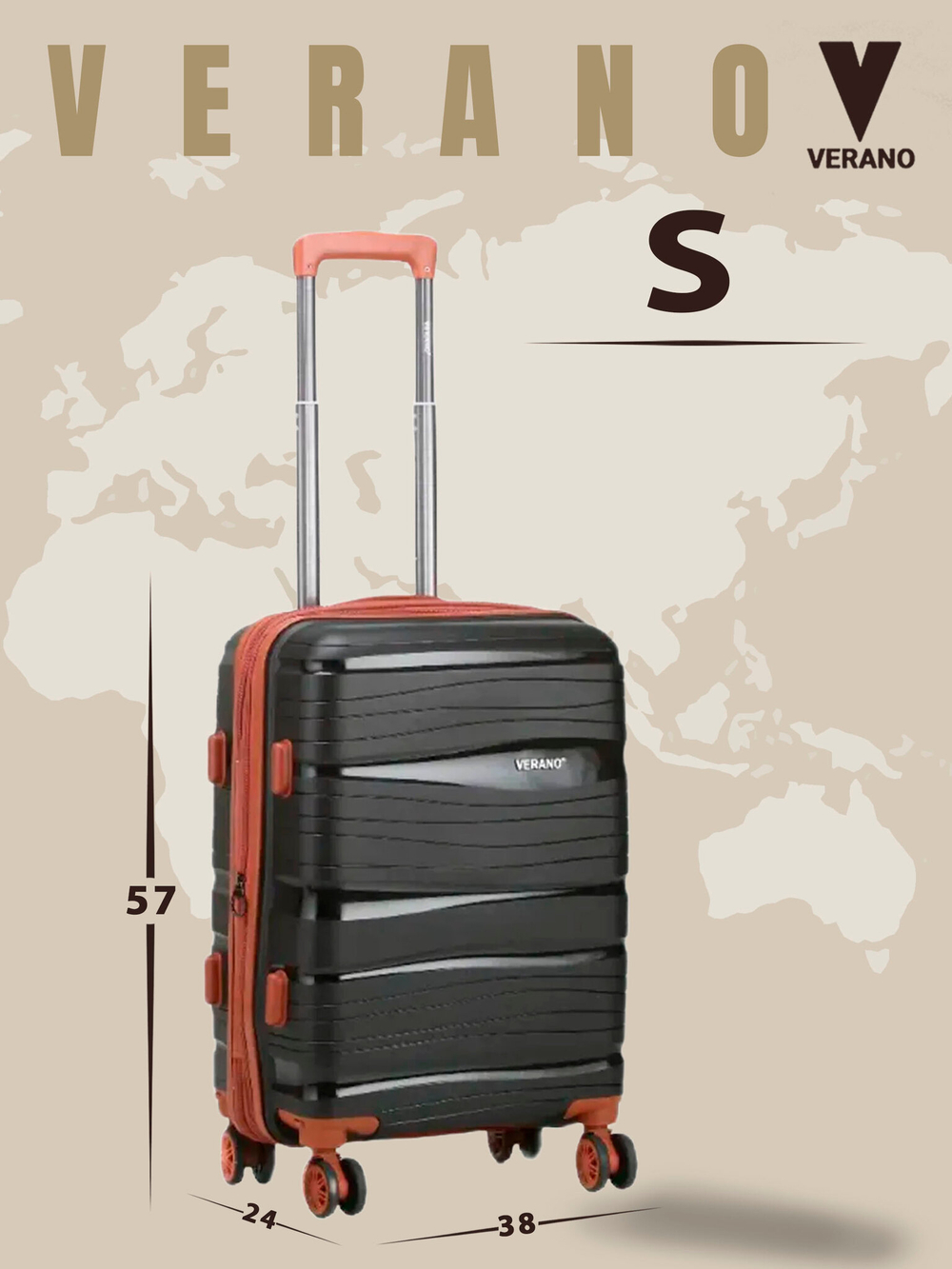 Чемодан мини "Verano" из полипропилена, съёмные колёса
