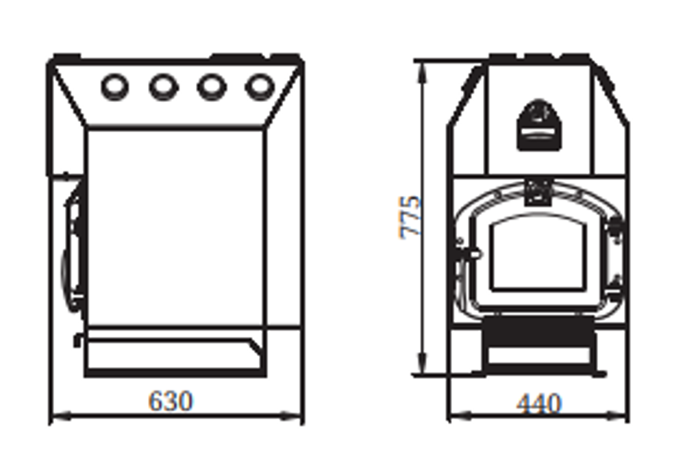 Котел отопительный TMF-Термофор ИНЖЕНЕР УГОЛЬ, ЧД, ЧК, ЗГ, ТВ размеры