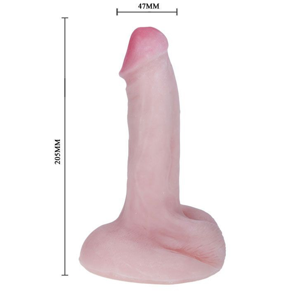 Телесный вибромассажер-реалистик на плоской подошве - 20 см.