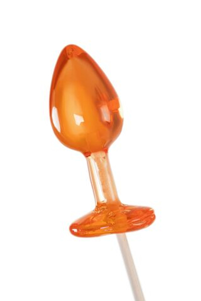 Оранжевый леденец в форме анальной пробки со вкусом амаретто - 29 гр. (Цвет: оранжевый)