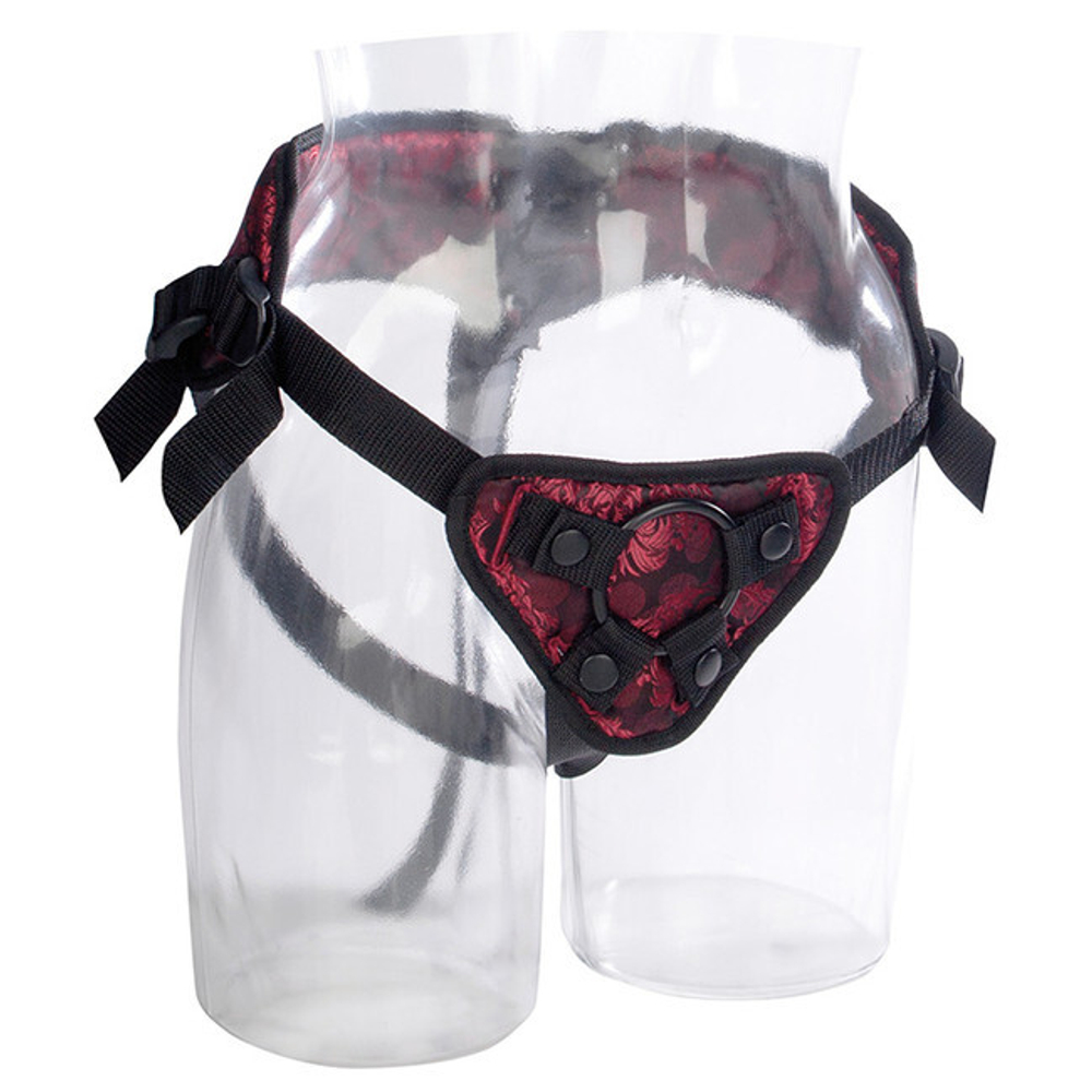 Страпон-трусики Scandal Corset Harness с креплением в кольце (Цвет: красный с черным)