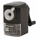 Точилка механическая BRAUBERG "STYLE", для ч/гр и цветных карандашей (в том числе утолщенных), крепление к столу, корпус черный, 228482