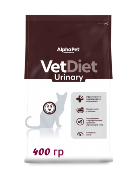 CAT Альфа Пет Vet Diet Urinary сухой корм для взрослых кошек и котов при заболеваниях нижних отделов мочевыводящих путей 400г