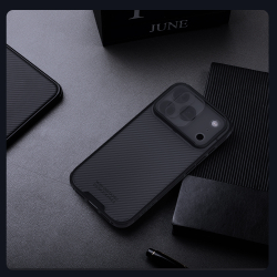 Чехол тонированный прозрачный на iPhone 17 Pro, серия CamShield Pro от Nillkin (с двойной защитной шторкой для камеры)