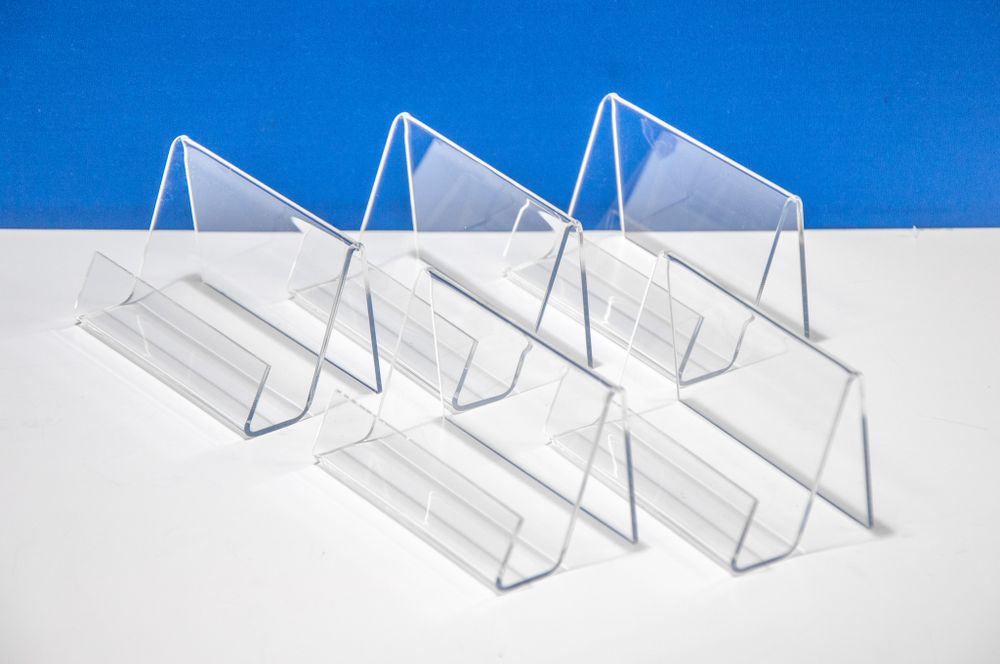 Подставка настольная под визитки на ресепшн прозрачная, комплект 5шт