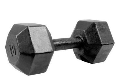 Гантель гексагональная литая черная, 18 кг