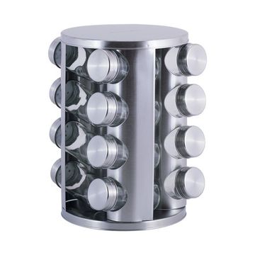 Набор ёмкостей для специй 16 шт. Kamille КМ 7040 на круглой подставке из нержавеющей стали
