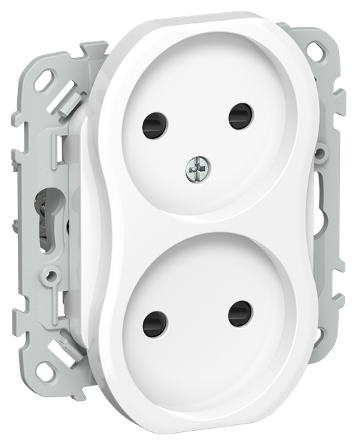 FLITE Розетка 2-местная без заземления с защитными шторками 10А РСш02-0-ФлБ белый IEK