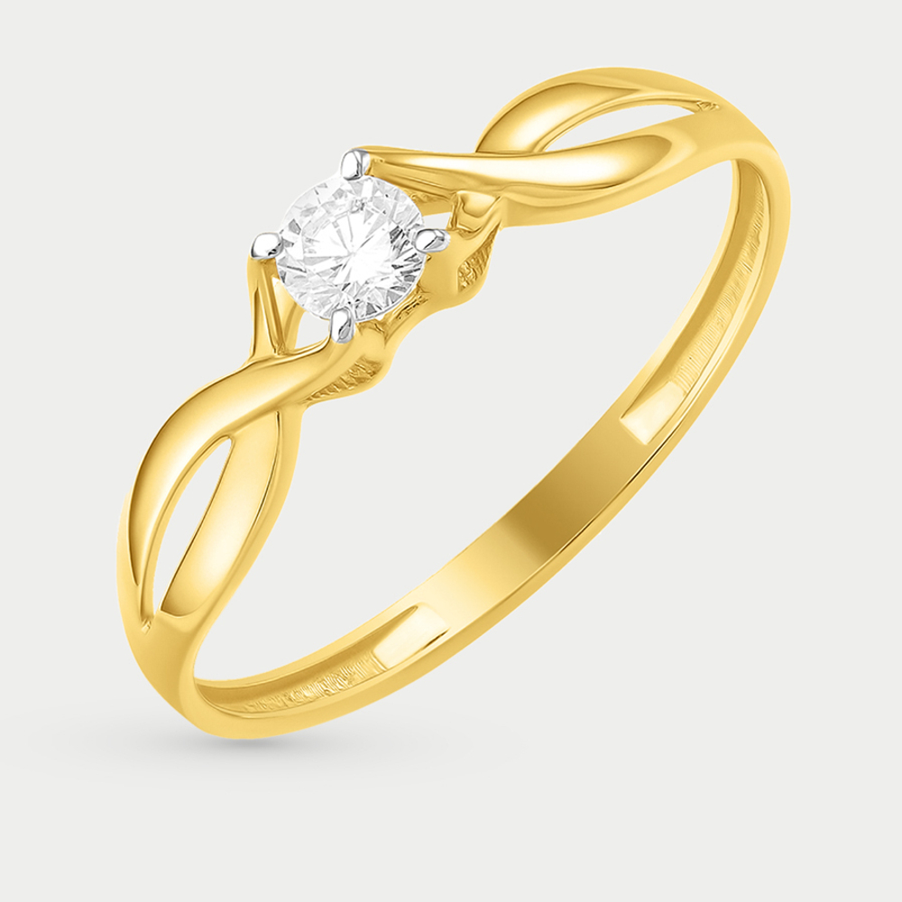Помолвочное кольцо из желтого золота 585 пробы с фианитами для женщин (арт. К43218432)