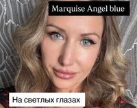 Ярко голубые цветные линзы для светлых и темных глаз / Marquise Angel blue / Голубые цветные линзы /12 месяцев