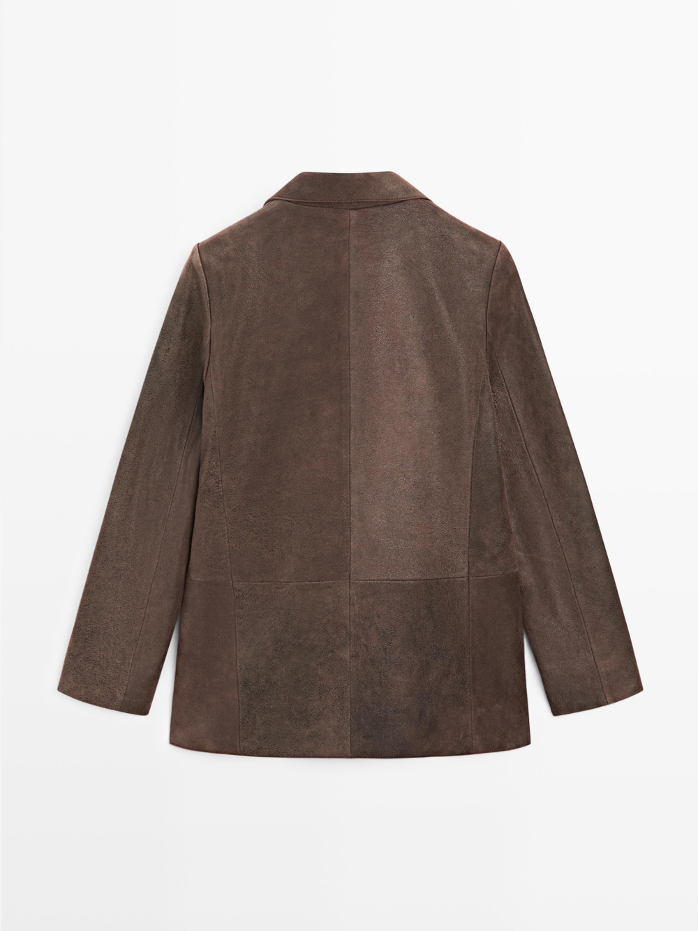 Massimo Dutti Замшевый блейзер с лацканами, коричневый