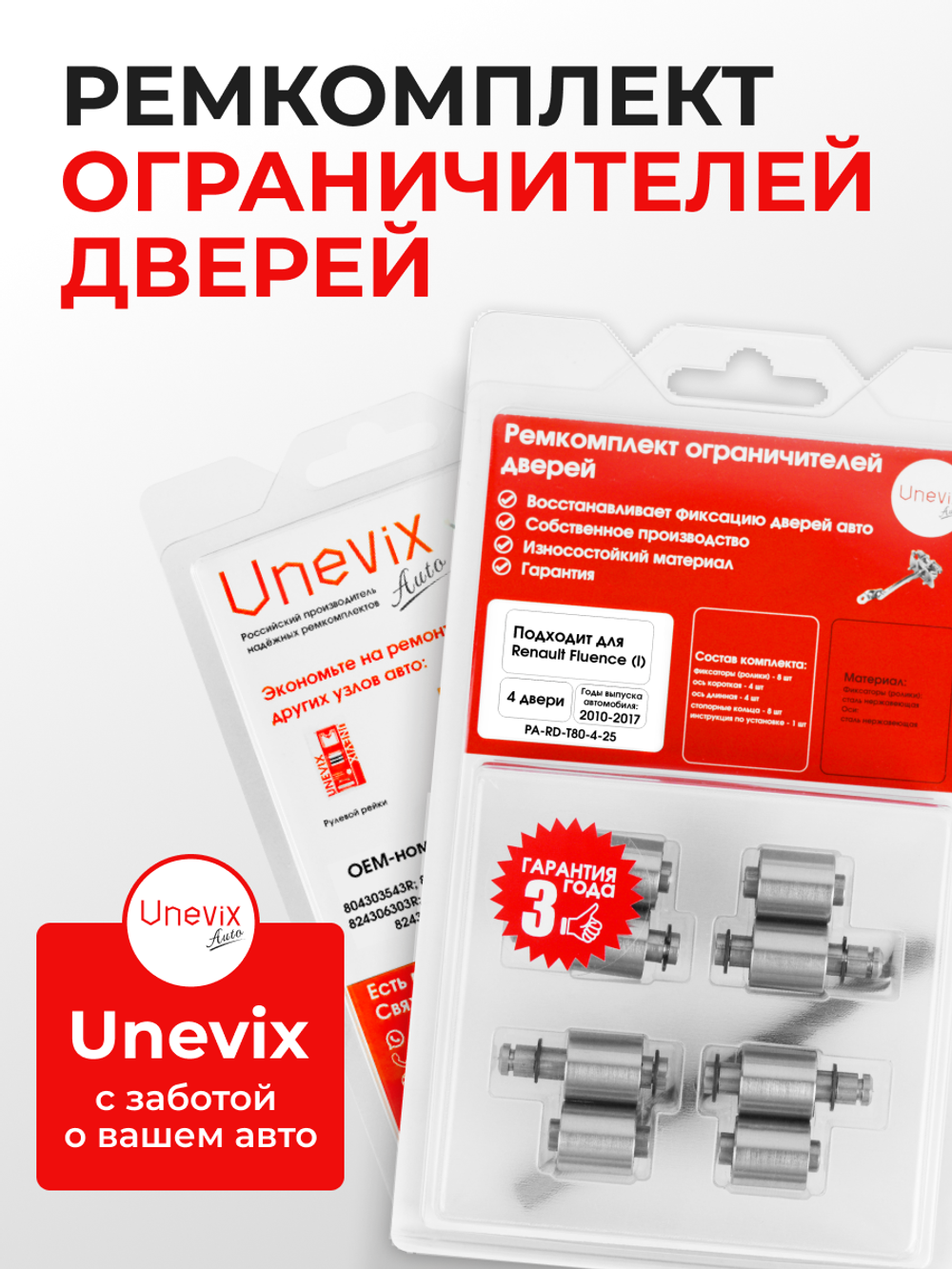 Ремкомплект ограничителей дверей Renault Fluence (I) (4 двери, тип 80) 2010-2017