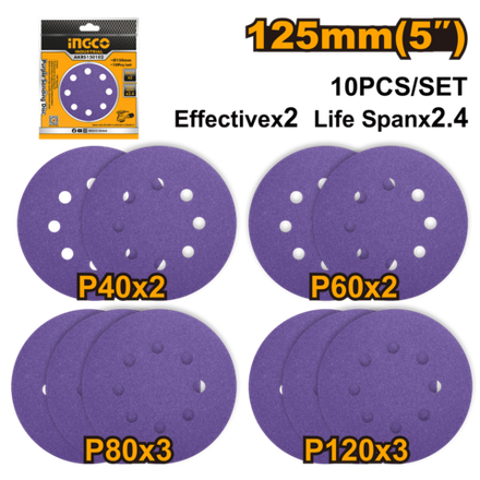Набор шлифовальных кругов INGCO AKRS125101 INDUSTRIAL 125 мм