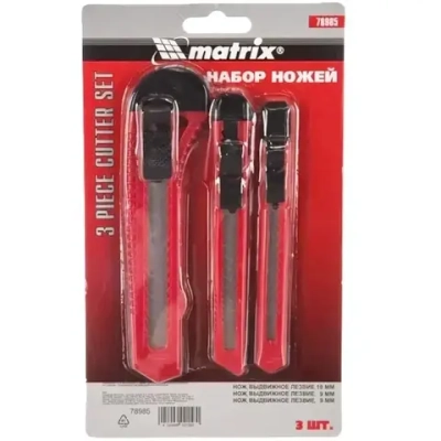 Набор ножей выдвижные лезвия 9-9-18 мм 3 шт