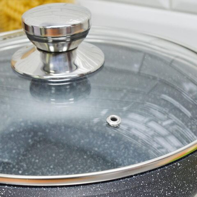 Сотейник 28см Гранит со съемной ручкой и cтеклянной крышкой