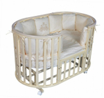 Кровать детская "Aleksa" 6 в 1 универсальный маятник, колесо, слоновая кость