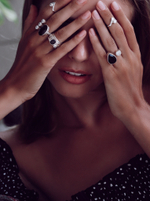 Кольцо «Дуо» с дымчатым кварцем и белым топазом