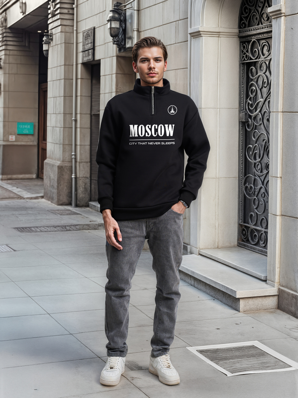 Толстовка мужская с зип-воротником "Moscow" красный