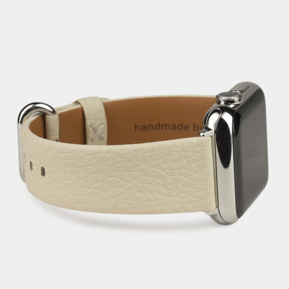 Ремешок кожаный для Apple Watch 42/44mm Classic молочного цвета