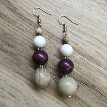 Серьги 4 шара, дерево, цвет ассорти, 13x40 мм 318127