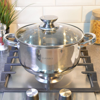 Кастрюля 3,1л нерж, индукция, "Daniks" Оптима GS-01201-20CA