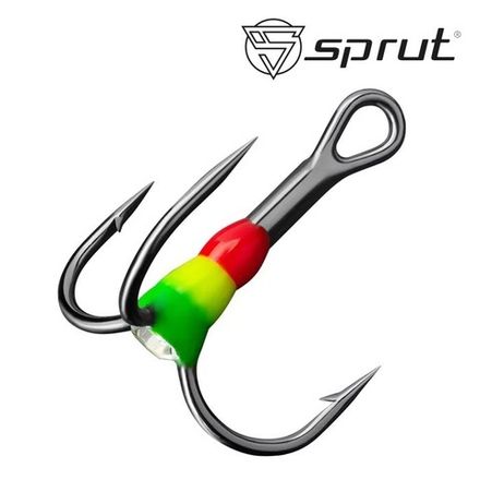 Крючки Тройные "Sprut" ST-36 BC с Каплей и Кристаллом/Color-Mix(1уп.*3шт) (Size # 6)