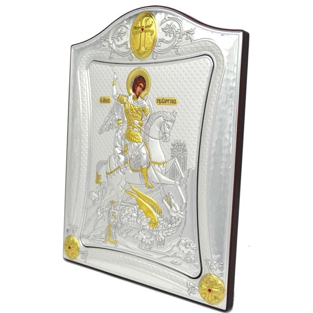 Георгий Победоносец. Икона в окладе.