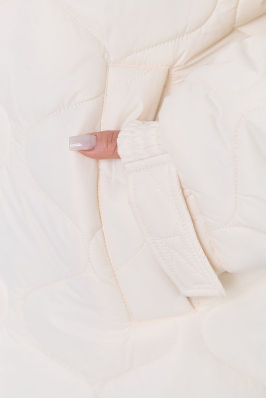 Пуховик стеганый длинный, молочный