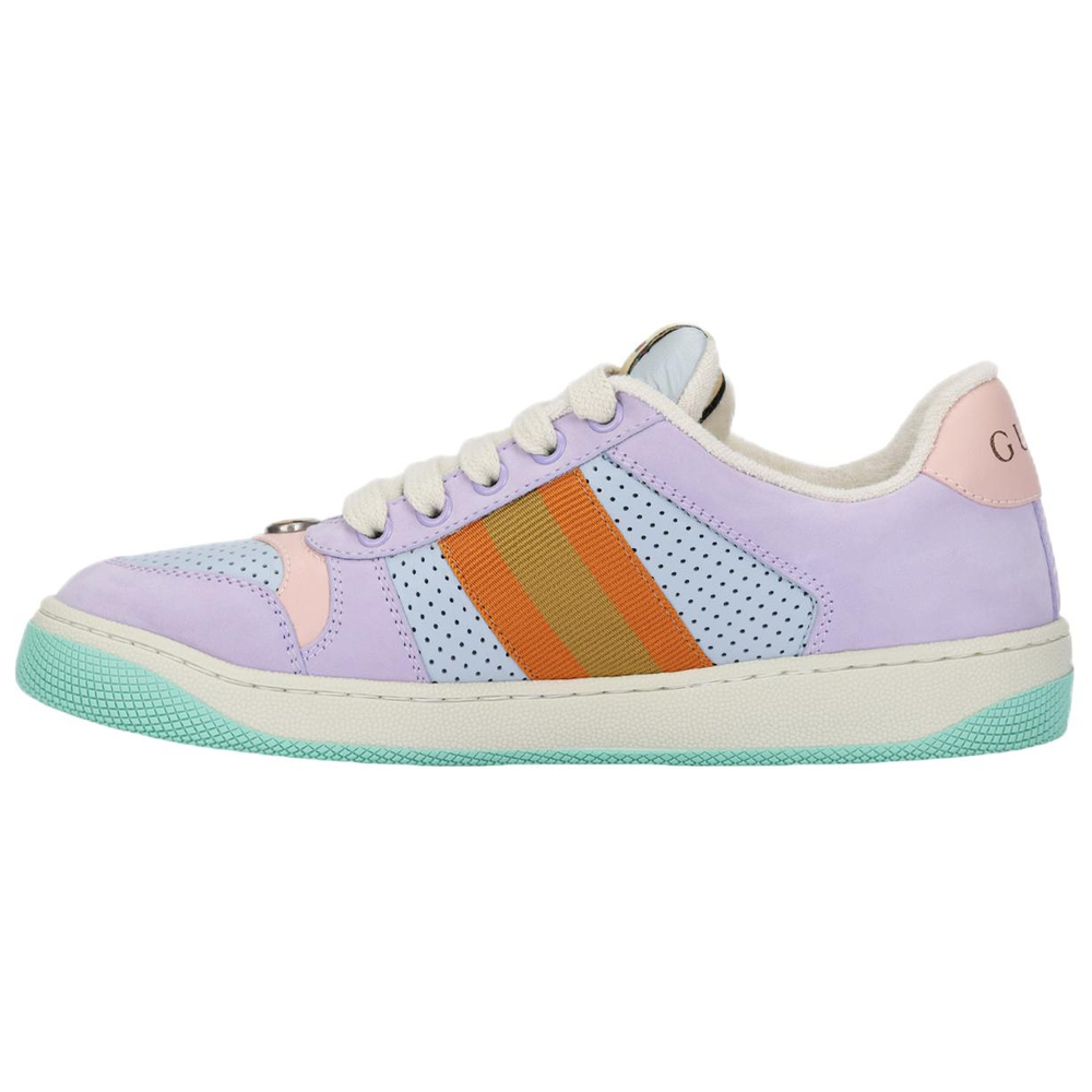 GUCCI Screener Lovelight Leather Distressed Shoes Low top Stylish Skateboarding Shoes Women"s Purple Blue Orange