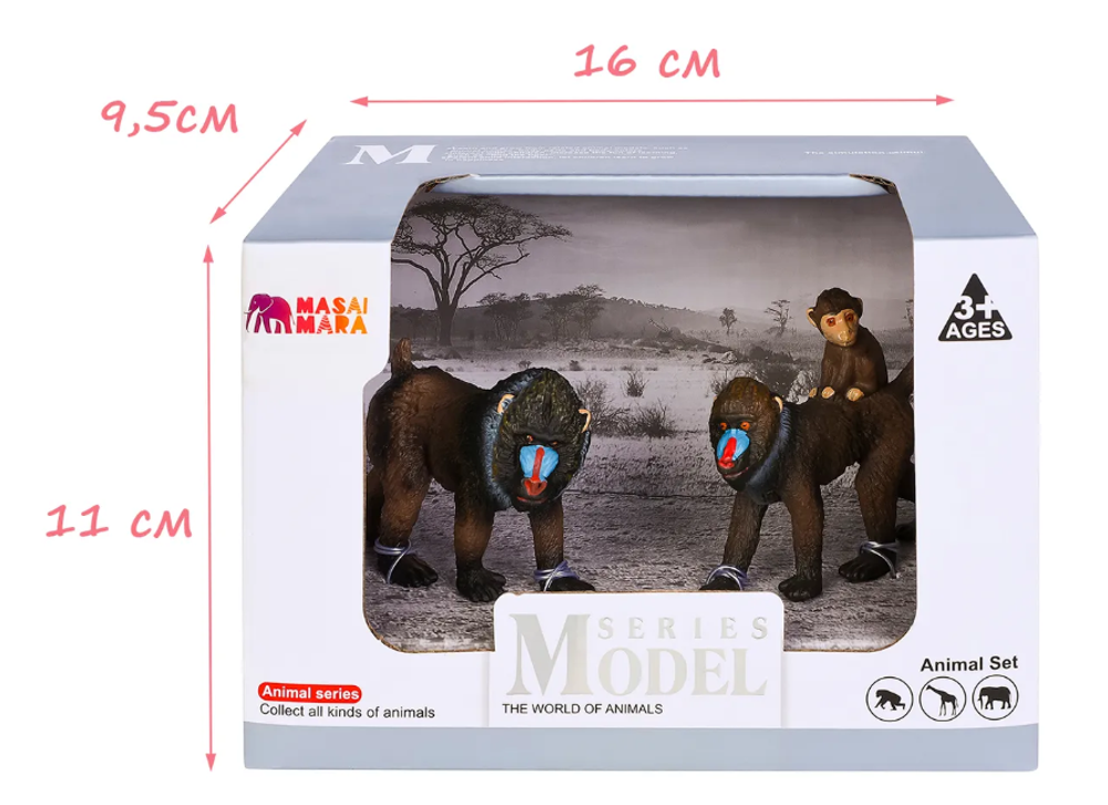 Игровой набор Masai Mara Мир диких животных: семья обезьян мандрил