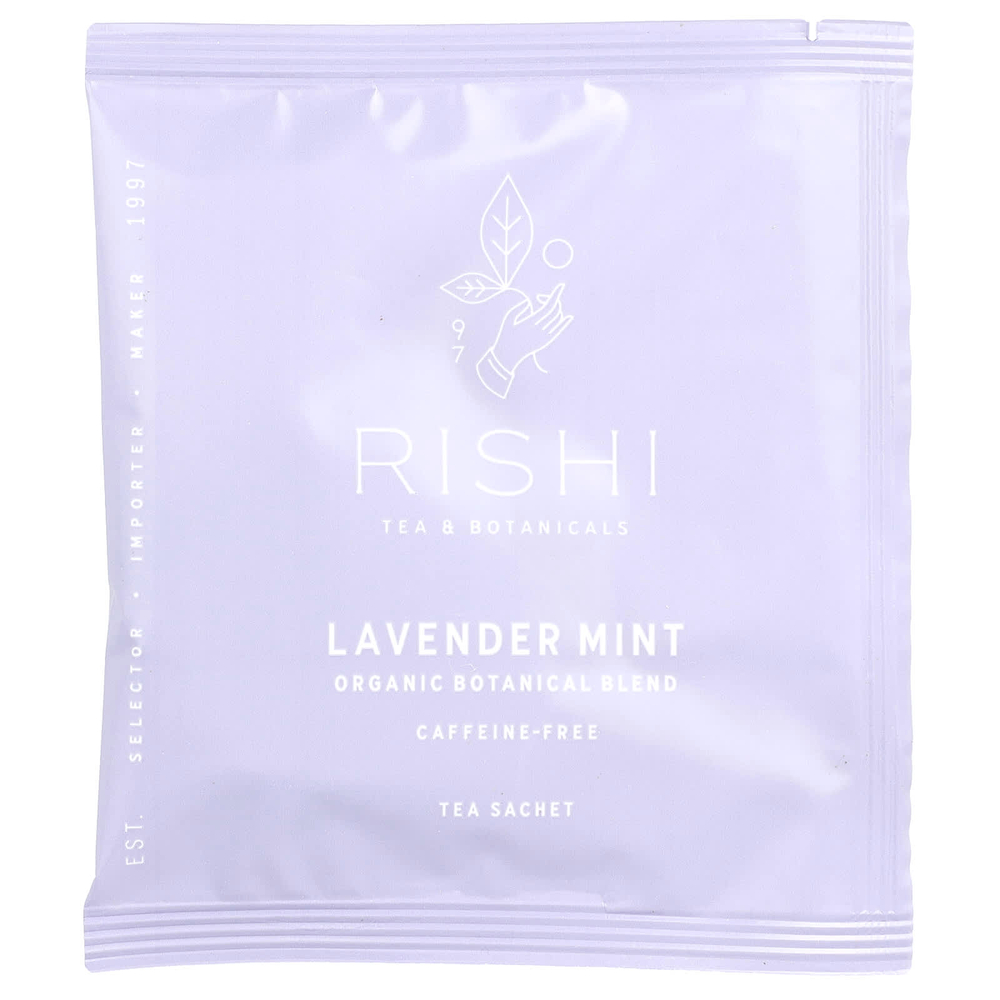 Rishi Tea, Organic Botanical Blend, лаванда и мята, без кофеина, 15 пакетиков, 37,5 г (1,32 унции)