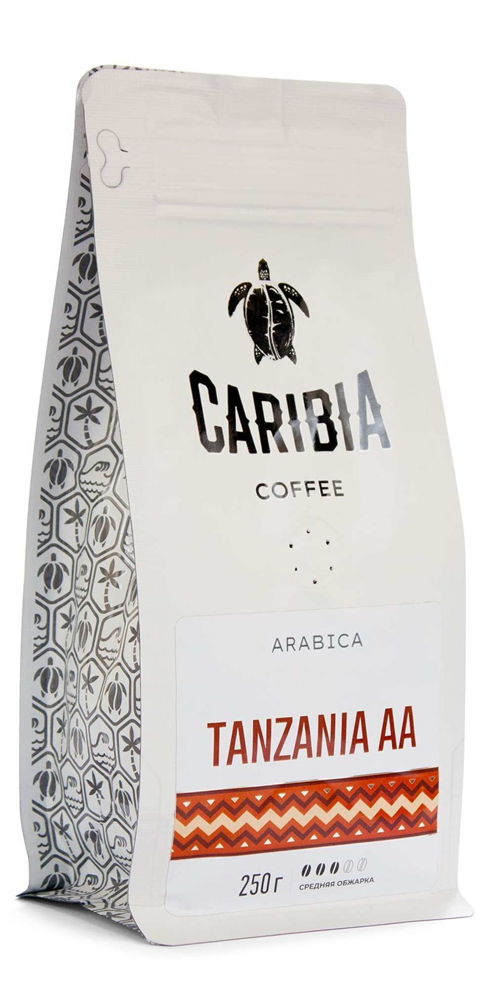Кофе CARIBIA жареный в зернах Arabica Tanzania, 250г