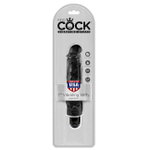 Реалистичный черный фаллос с вибрацией King Cock 7" VIbrating Stiffy (Цвет: черный)