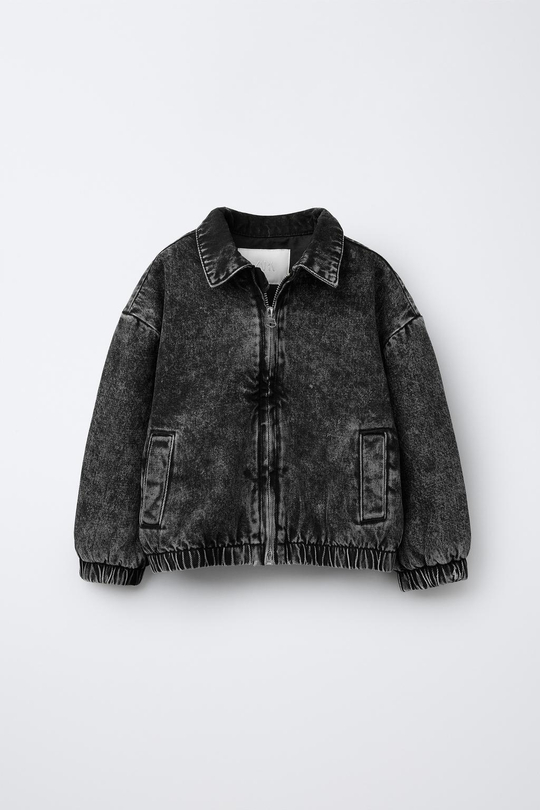 ZARA ДЖИНСОВЫЙ БОМБЕР, ЧЕРНЫЙ