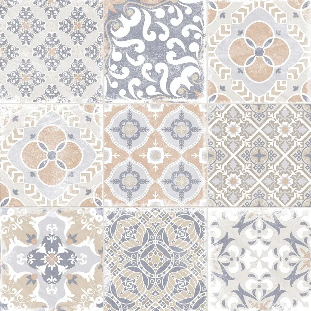 Керамогранит Alma Ceramica GFU04CTR14R Country 60x60 бежевый / голубой сахарный с орнаментом