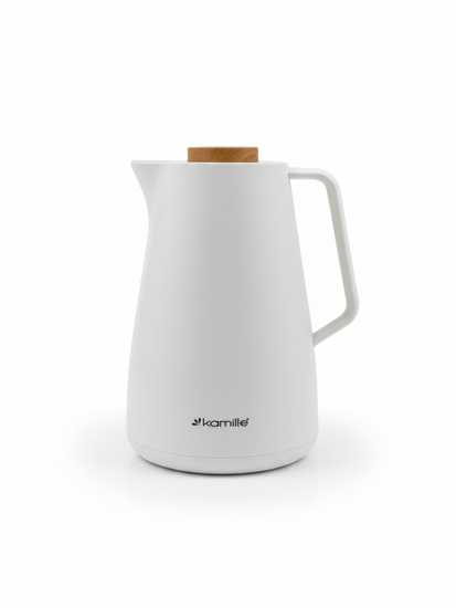 Термос-кувшин 1000 мл. со стеклянной колбой Kamille KM2010WH пластиковый корпус