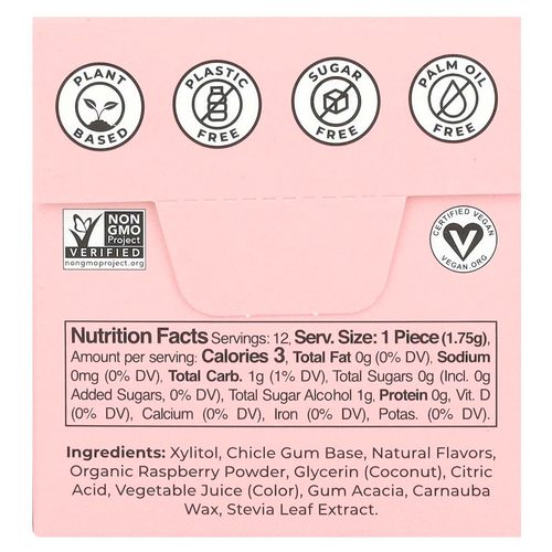 Refresh Gum, растительная жевательная резинка, со вкусом малины, 12 шт.