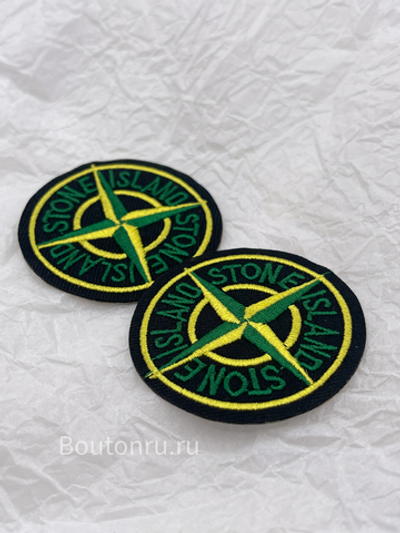 Нашивка круглая черная бренд SI (Стоун Ай.) 6 см