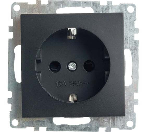 STEKKER Катрин Розетка СУ 1 мест. 16А земля с защитной шторкой черный GLS16-7110-05 39610