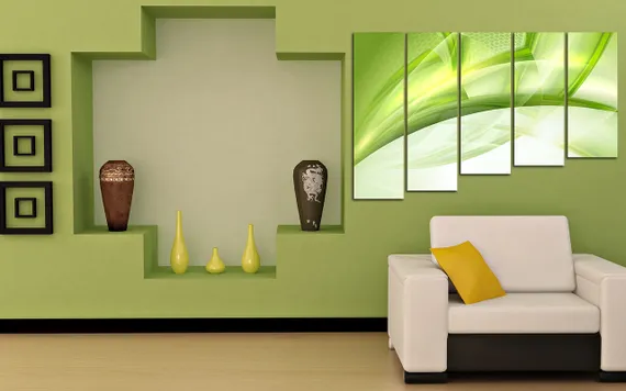 Модульная картина "Зеленые линии"