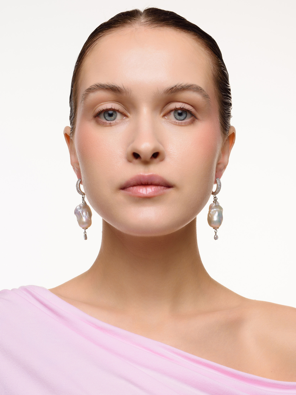 Серьги "Two drops pearl" Silver