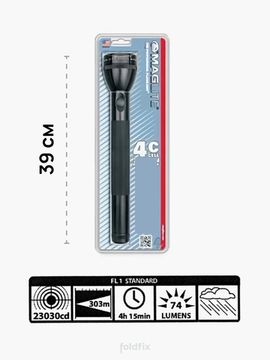 Ручной фонарь Maglite 4С 016 черный в блистере (32,5 см)