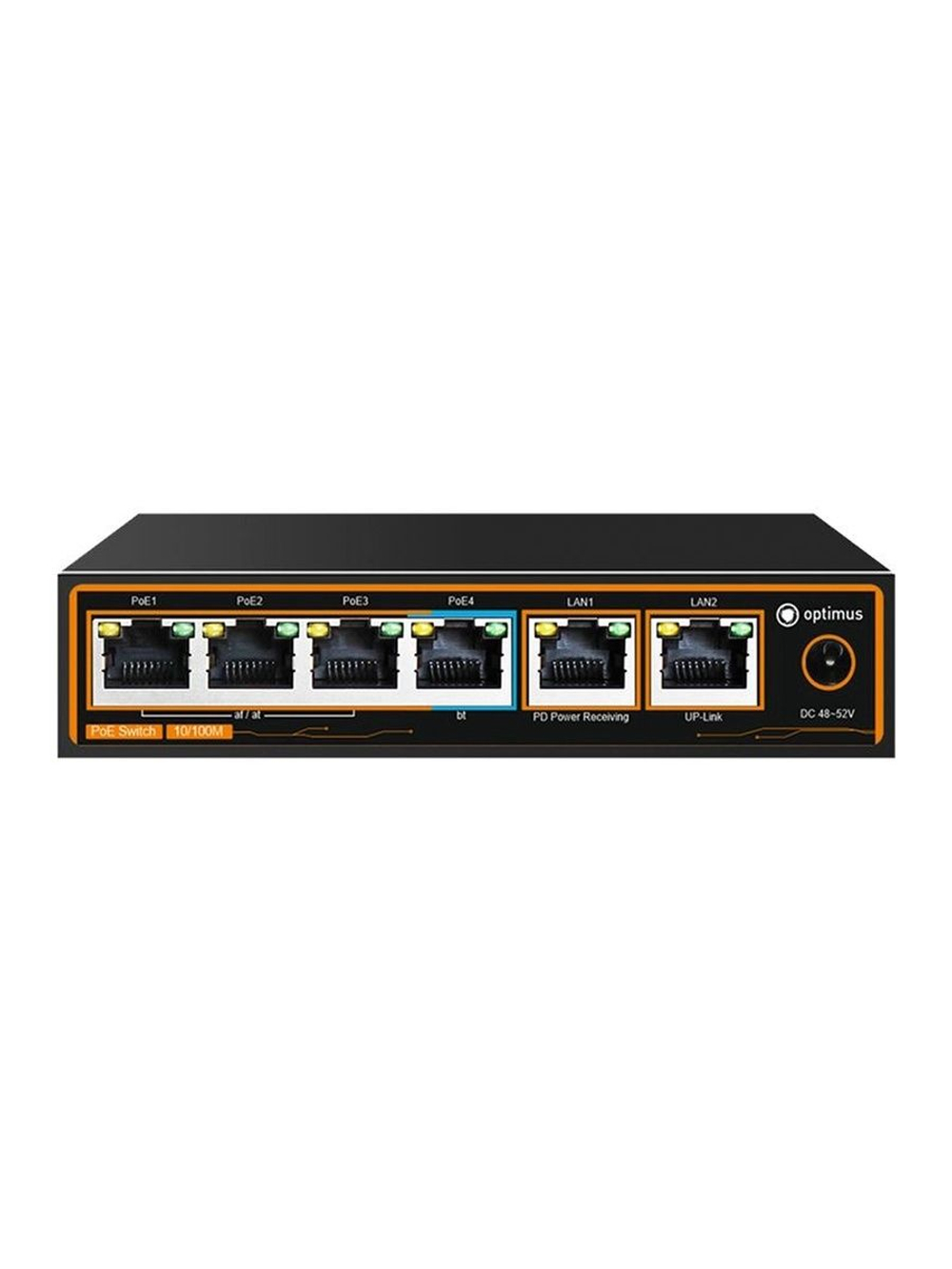 Коммутатор Optimus U1EE-4F1b/2F с питанием от HiPoE до 60Вт