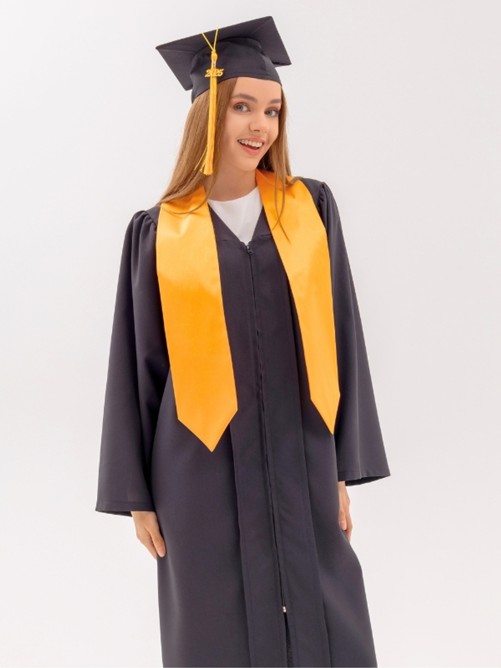 Комплект выпускника черный стандарт с галстуком (золото)