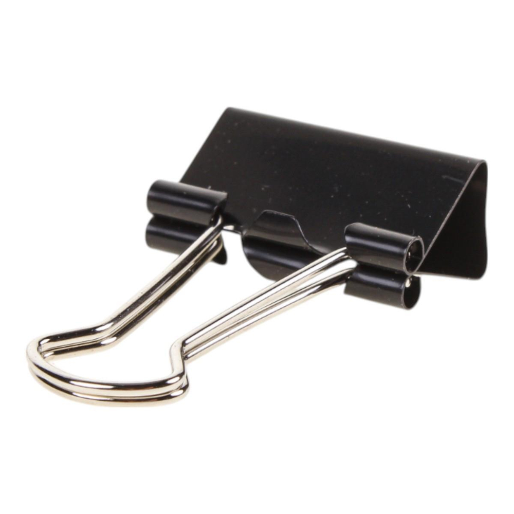 Зажимы для бумаг 25мм, 12 шт, черные, картонная коробка