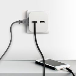 Разветвитель электрический ЭРА SP-2-USB-W на 2 розетки + 2xUSB 2400mA без заземления 10А белый