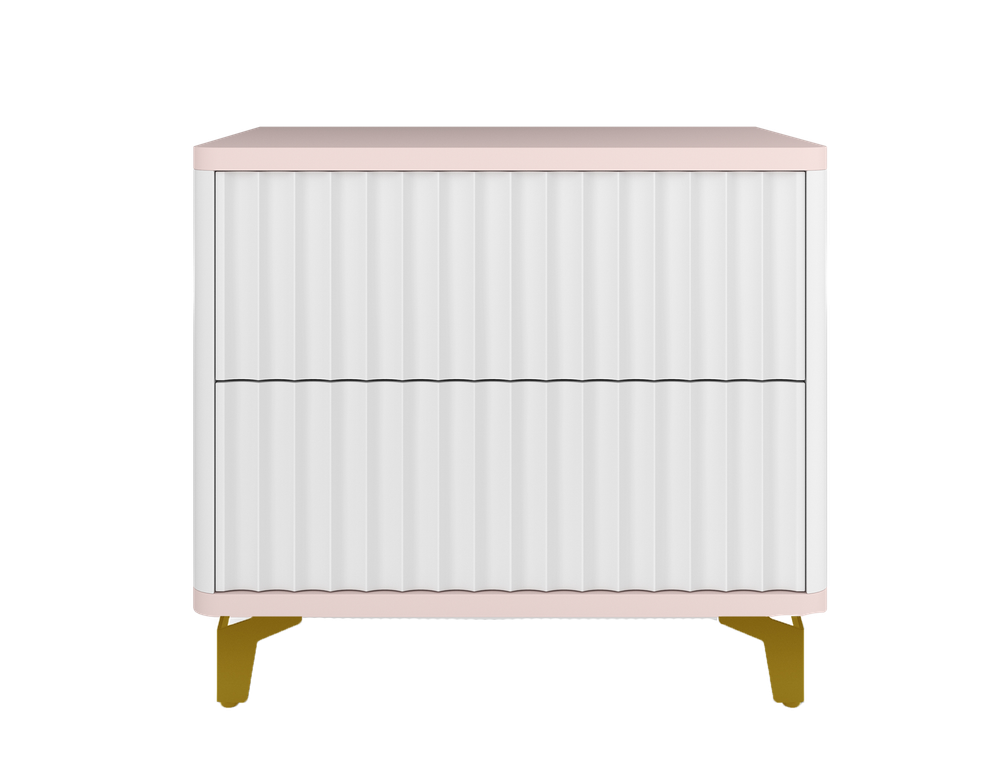 Тумба прикроватная на ножках с ящиками ROYAL 5003 эко (Зефир-Золото)