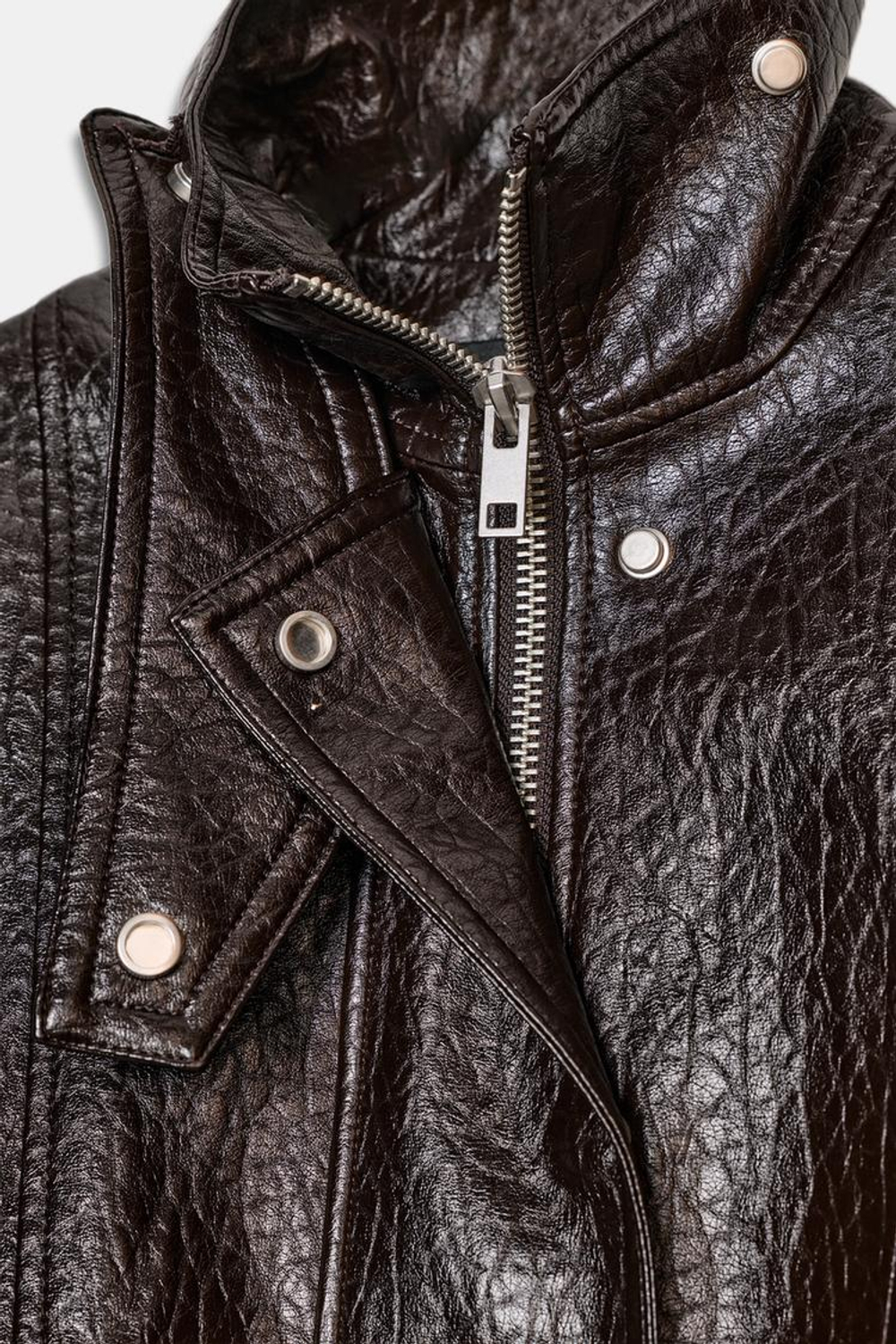 ZARA КУРТКА ИЗ ИСКУССТВЕННОЙ КОЖИ — ZW COLLECTION, КОРИЧНЕВЫЙ