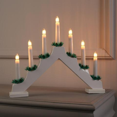 Светодиодная фигура «Рождественская горка» белая 39 × 31 × 5 см, дерево, 220 В, свечение тёплое